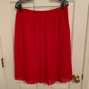 NWT Ann Taylor, Red Pleated Skirt, Zipper, Lined, SZ 10
